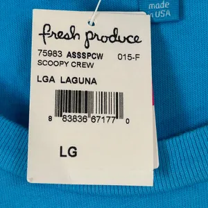 Fresh Produce Womens Scoopy Crew T-Shirt‎ Blue Beach Umbrella Graphic Large NWT thumbnail 6