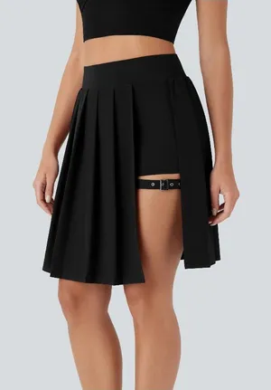 Halara Breezeful Pleated 2-in-1 Buckle Skirt Pocket-Longer Length Black L thumbnail 1