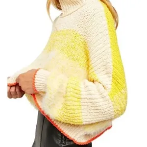 Free People Bucket List Sunbrite Yellow Eyelash Chunky Knit Turtleneck Sweater thumbnail 6