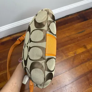 Coach Khaki Signature Crossbody with Orange Trim thumbnail 7