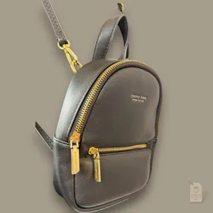 Black Mini Backpack Convertible Crossbody Bag | Gold-Tone Hardware thumbnail 3