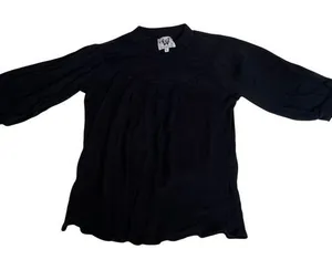 WHO WEAR WHAT WHEN WHERE Black Ribbed Mock Neck 3/4 Sleeve‎ Blouse Top XS thumbnail 1