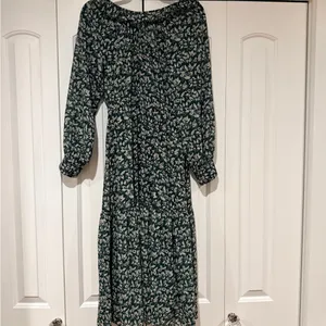 Madewell Green Floral Midi Dress | Size XS |‎ Long Sleeve thumbnail 6