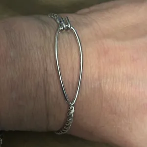 Stainless steel hook and eye rope bangle bracelet Silver thumbnail 3