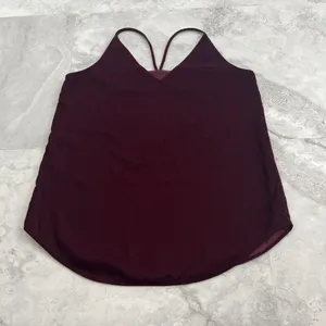 Ann Taylor Loft Women Tank Top Size Xsmall XS‎ Maroon Velour V Neck Cami Lined thumbnail 1