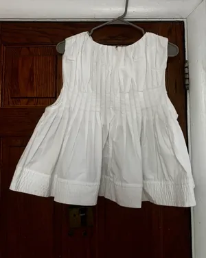 Mare Mare White Pleated Sleeveless Peplum Top thumbnail 3