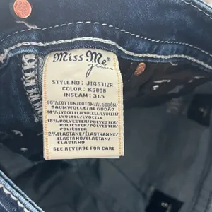 Miss Me Blue Distressed Embellished Low Rise Skinny Jeans Size‎ 0/24 thumbnail 4