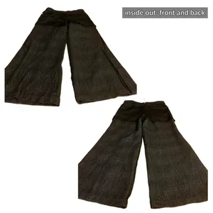 Free People Wool Blend Dark Gray Speckled Wide Leg Snap Button Hem Trousers (12) thumbnail 8