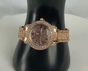 Women’s Rose Gold Tone Rhinestone Watch Roman Numeral Link Bracelet thumbnail 1