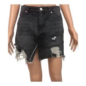 Free People 26 relaxed distressed destroyed denim jean skirt SK 3244 thumbnail 10