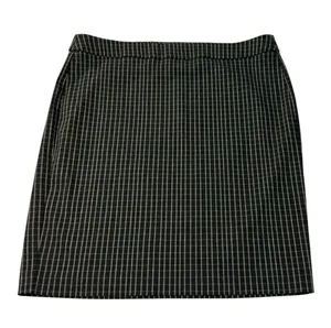 ELLE Plaid Windowpane Check Skirt Black White Tailored Size XL thumbnail 1