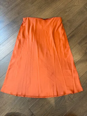 Silk Women's Orange A-Line Midi Skirt Large - C30-030 thumbnail 6