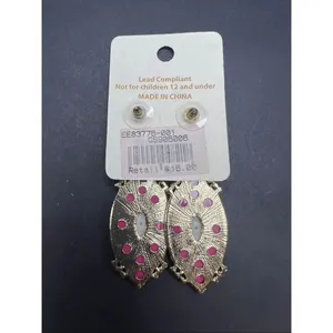 New! Ella Euro Pink Marquise Gold Tone Faux Pearl Earrings thumbnail 2