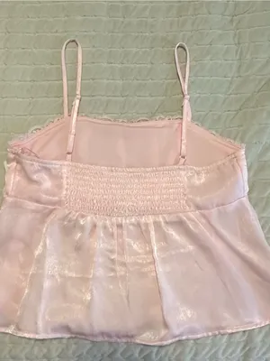 No Boundaries Light Pink Satin Lace-Trim Cami thumbnail 2