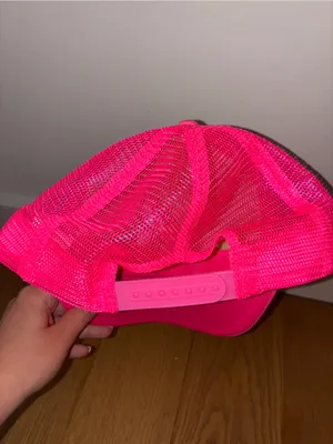 White and Pink Trucker Hat with Atlanta Braves Logo and Heart Detailing thumbnail 2