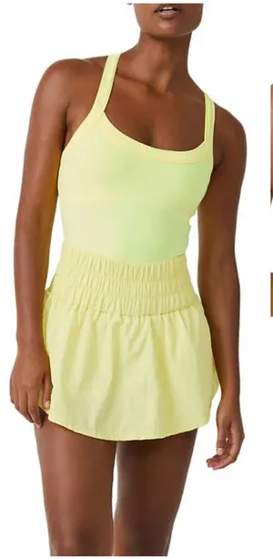 Womens Butter Yellow Tennis Pickleball Active Skort Romper‎ Athletic Size L thumbnail 1