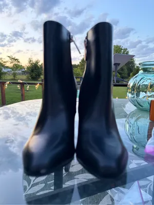 NWT Nine West Ankle Boots Square Heel 5 1/2 Black Vegan Leather Rock Emo Goth thumbnail 8