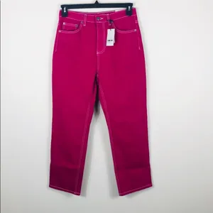 Topshop MOTO Cassis Purple High Rise Straight Leg Flare Jeans Size 28 NWT thumbnail 6