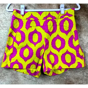 Anthropologie 'Cartonnier' Tailored Remy Shorts Hot Pink Yellow Green sz 4 thumbnail 6