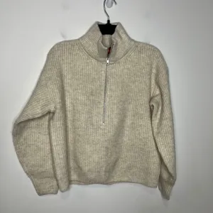 Vince Camuto half zip sweater cream cozy neutral trendy‎ women's size medium thumbnail 2