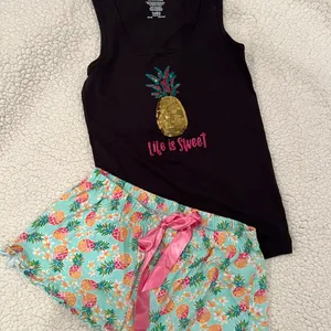 Womens Printed Pajamas Loungewear Shorts & tank Pineapple 🍍 Paint LaLa Small thumbnail 1