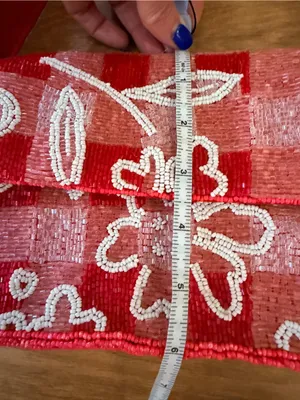 On 34th Viral Beaded Floral Handbag Made In India Red And White Design thumbnail 13