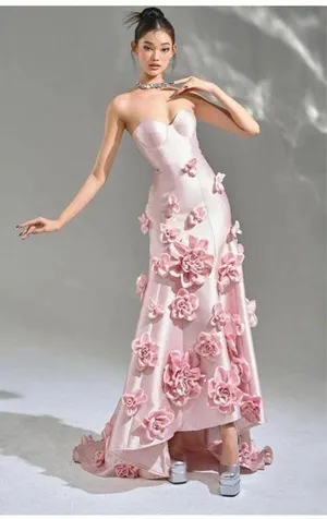 Wedding floral pink dress Size XS thumbnail 2