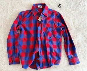 TNA Aritzia Red and Blue Plaid Flannel Shirt 2XS thumbnail 1