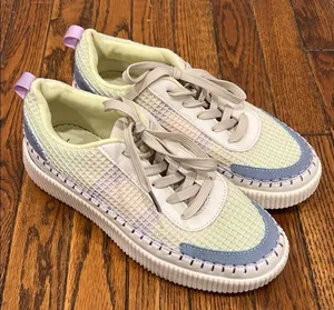 Nicole Miller New York Brita‎ Woven Rainbow Pastel Platform Sneakers Womens 10 thumbnail 1