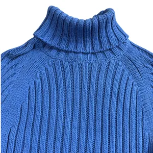 Abercrombie & Fitch Turtleneck‎ Sweater Women Large Blue Ribbed Chunky Knit Y2K thumbnail 3