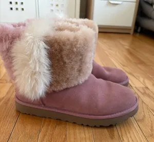 UGG Suede Shearling Ankle Boots in Dusty Rose thumbnail 1