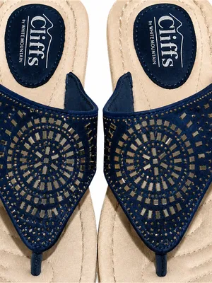 Cliffs by White Mountain Navy Embellished Comfort Thong Sandals Size 6M EUC thumbnail 3