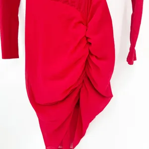 NWT PrettyLittleThing Womens Bodycon Corset Detail Ruched Midi Dress Size 4‎ Red thumbnail 5
