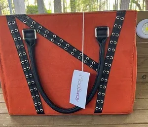 New Mod Sway women's handbag suede leather upper lining fabric strap orange thumbnail 1