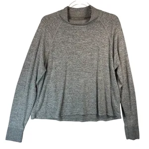 Abercrombie & Fitch Mock Neck Pullover Heather Gray Long Sleeve Top‎ L thumbnail 1