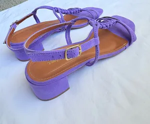 Via Mia Purple Suede Braided Strappy Block Heel Sandals thumbnail 6