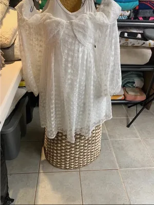 NWOT Lulus Sophisticated Darling White Eyelet Off-the-Shoulder Mini Dress Size S thumbnail 6