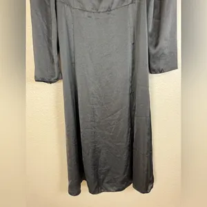 Aritzia Wilfred Bridgerton Satin Black long Sleeve Midi Dress size 8 $168 thumbnail 6
