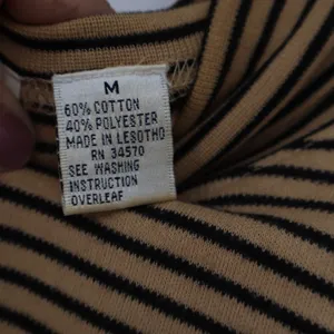 Maxwell Jason Vintage Tan Black Striped Turtleneck Long Sleeve Knit Top Medium thumbnail 2