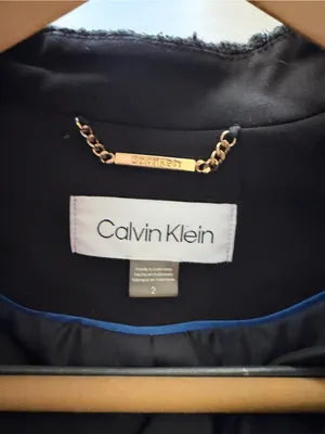 Calvin Klein Metallic Bouclé Tweed Open Front Blazer Black 2 thumbnail 7
