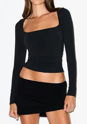 NWT Skims Cotton Jersey Scoop Neck Long Sleeve Top thumbnail 1