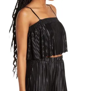 NWT BP Nordstroms Black Plissé Sleeveless Pleated Crop Top Women’s Sz XL thumbnail 2