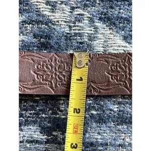 Floral Brown Leather Belt Adjustable Women's Size Medium thumbnail 4