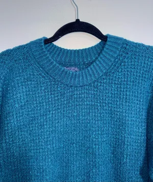 American Eagle Cloudspun Oversized Sweater Dark Teal Waffle Knit thumbnail 2