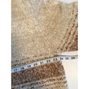 Hollister Womens Fuzzy Knit Cardigan Beige Brown Striped V-Neck‎ Sweater Medium thumbnail 4
