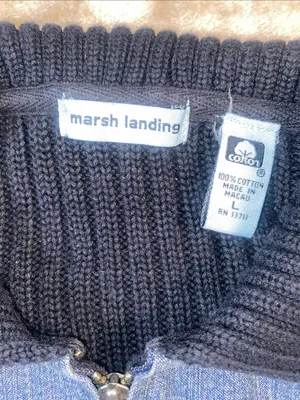 Marsh Landing Blue Denim Jacket with Black Knit Sleeves thumbnail 2