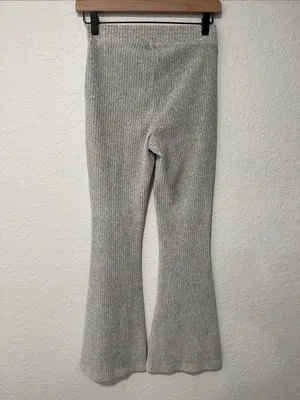 AERIE Grey Ribbed Flared Pants Size XS Short thumbnail 2