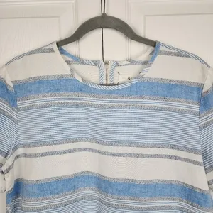 Lou & Grey Linen Cotton Striped Crop Top Blue White Grey Size M thumbnail 15