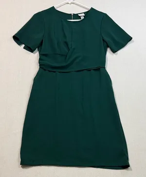 Elegant Dark Green Mini Dress Size XS thumbnail 1