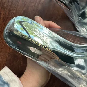 NEW Good American Emma Clear Stiletto Mule Heels Womens Open Square Toe 9 thumbnail 3